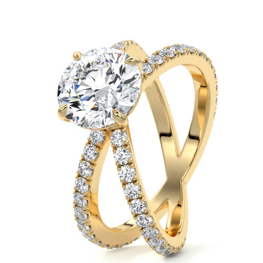 Mirella - Round Yellow Gold Engagement Ring Side View | Nura Lab