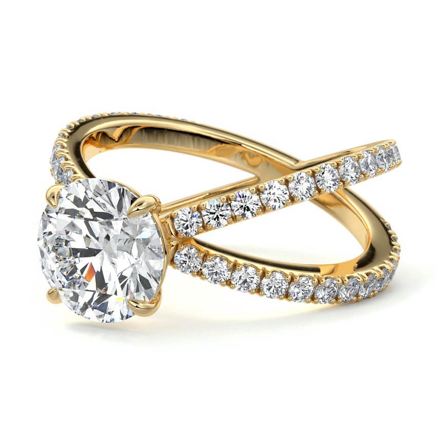 Mirella - Round Yellow Gold Engagement Ring Profile View | Nura Lab
