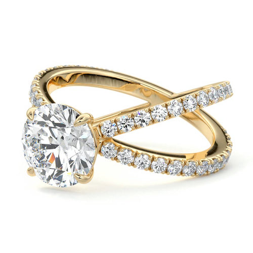 Mirella - Round Yellow Gold Engagement Ring Profile View | Nura Lab