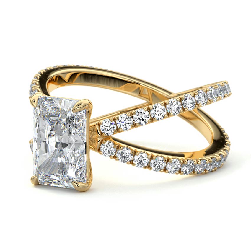 Mirella - Radiant Yellow Gold Engagement Ring Profile View | Nura Lab
