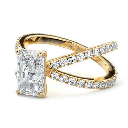 Mirella - Radiant Yellow Gold Engagement Ring Profile View | Nura Lab