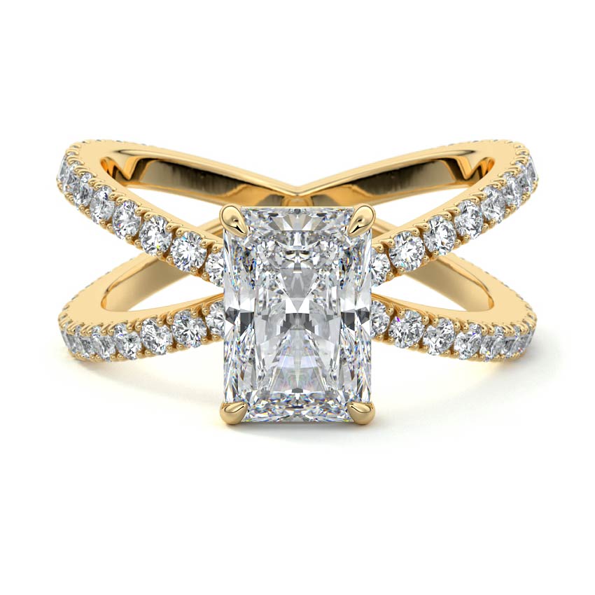 Mirella - Radiant Yellow Gold Engagement Ring Detail View | Nura Lab
