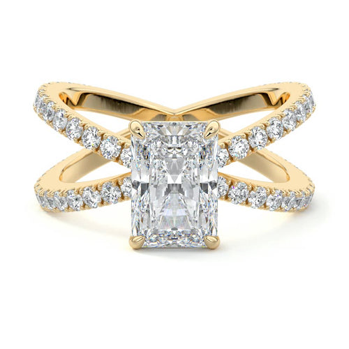 Mirella - Radiant Yellow Gold Engagement Ring Detail View | Nura Lab