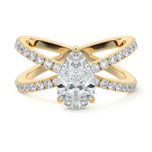 Mirella - Pear Yellow Gold Lab Grown Diamond Engagement Ring | Nura Lab
