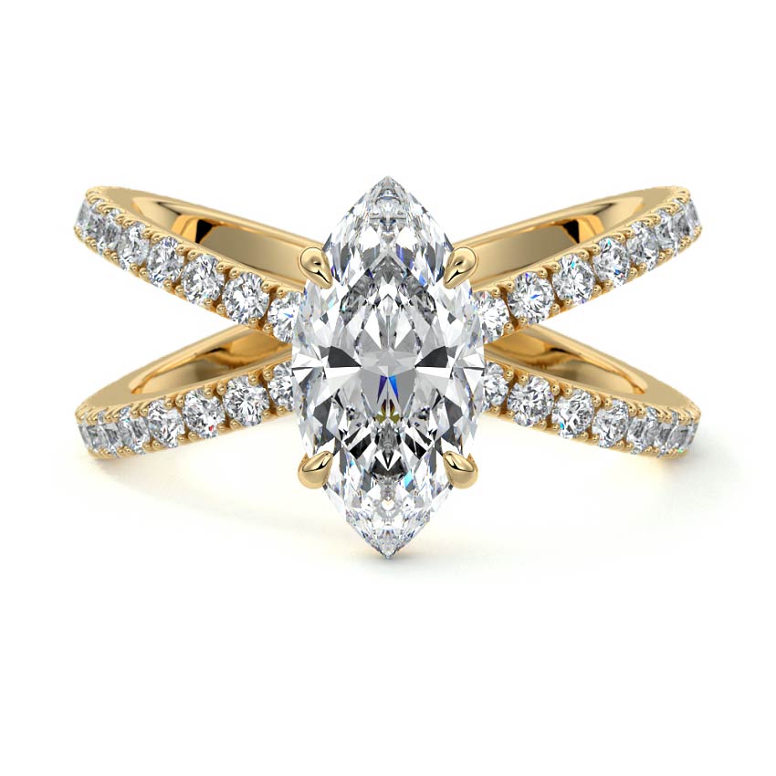 Mirella - Marquise Yellow Gold Lab Grown Diamond Engagement Ring | Nura Lab