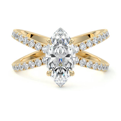 Mirella - Marquise Yellow Gold Lab Grown Diamond Engagement Ring | Nura Lab