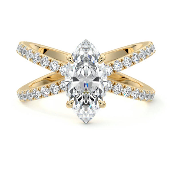 Mirella - Marquise Split Shank Pavé Solitaire Lab Grown Diamond Engagement Ring