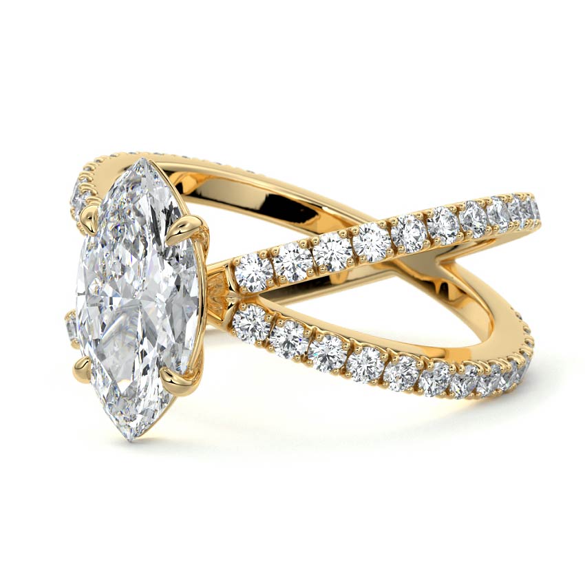 Mirella - Marquise Yellow Gold Engagement Ring Profile View | Nura Lab