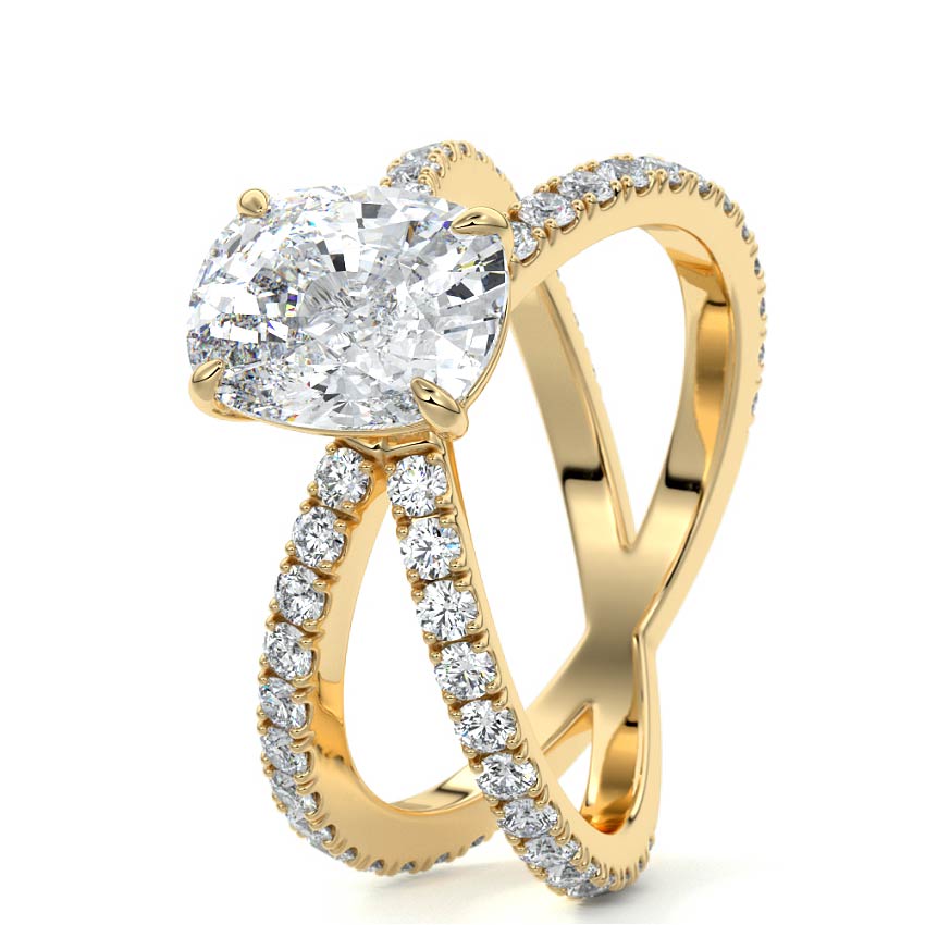 Mirella - Cushion Yellow Gold Engagement Ring Side View | Nura Lab