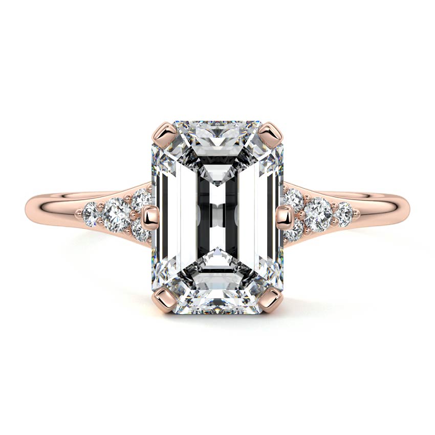 Nerina - Emerald Cut Rose Gold Lab Grown Diamond Engagement Ring | Nura Lab