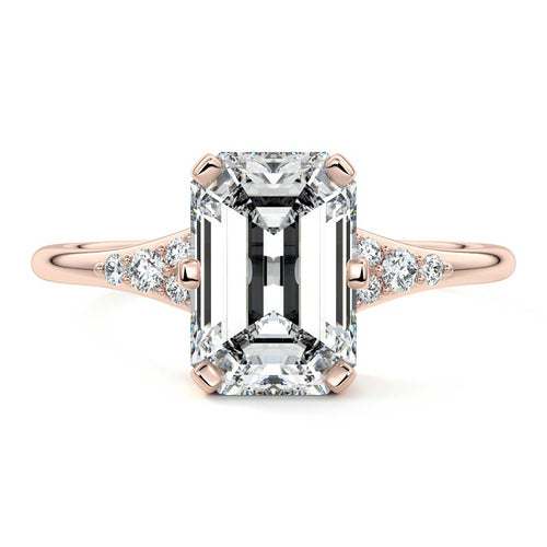 Nerina - Emerald Cut Rose Gold Lab Grown Diamond Engagement Ring | Nura Lab