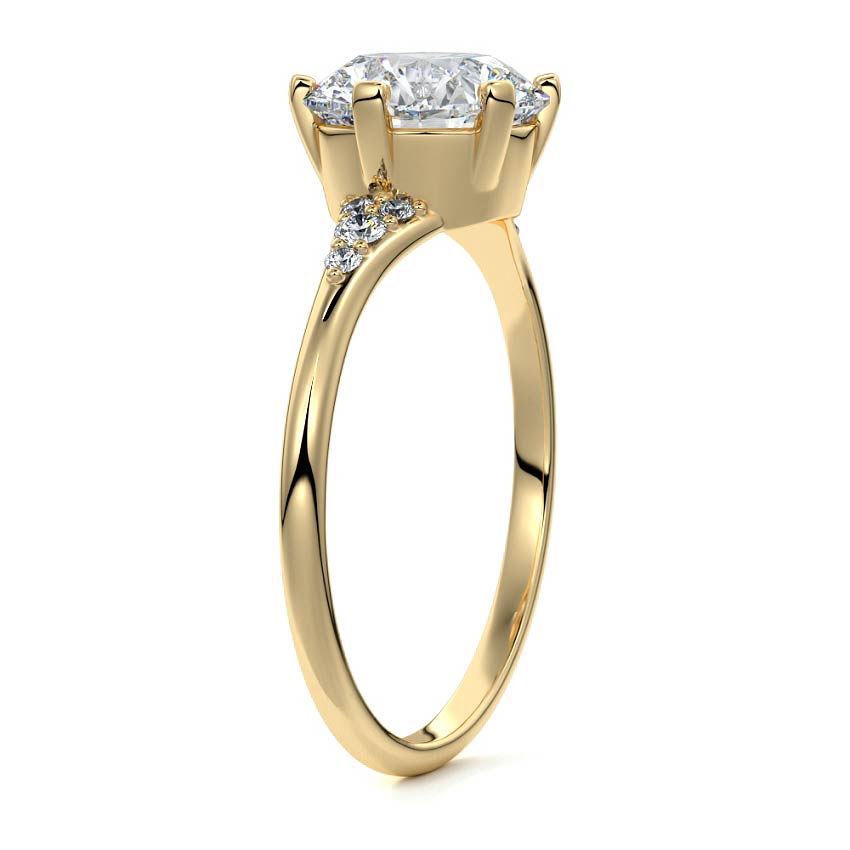 Nerina - Round Yellow Gold Engagement Ring Side View | Nura Lab