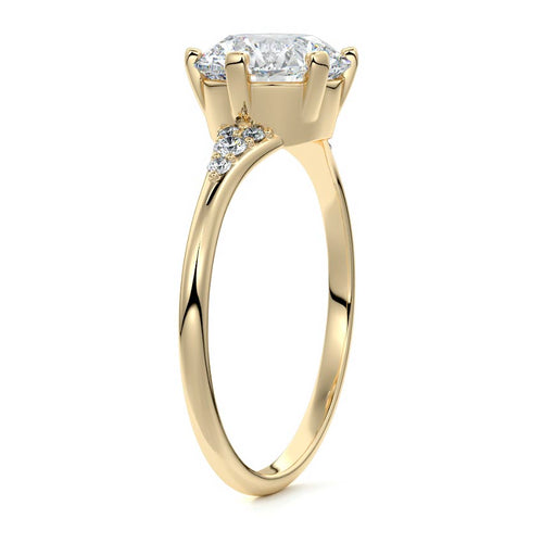 Nerina - Round Yellow Gold Engagement Ring Side View | Nura Lab