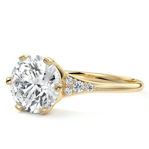 Nerina - Round Yellow Gold Engagement Ring Profile View | Nura Lab