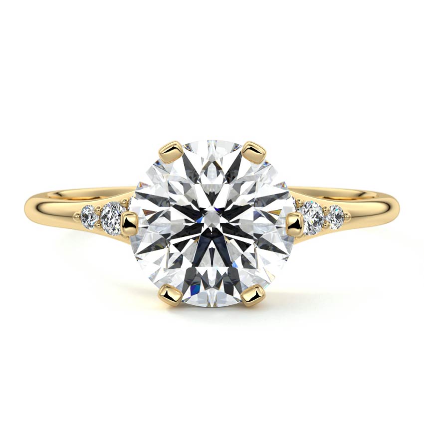 Nerina - Round Yellow Gold Engagement Ring Detail View | Nura Lab