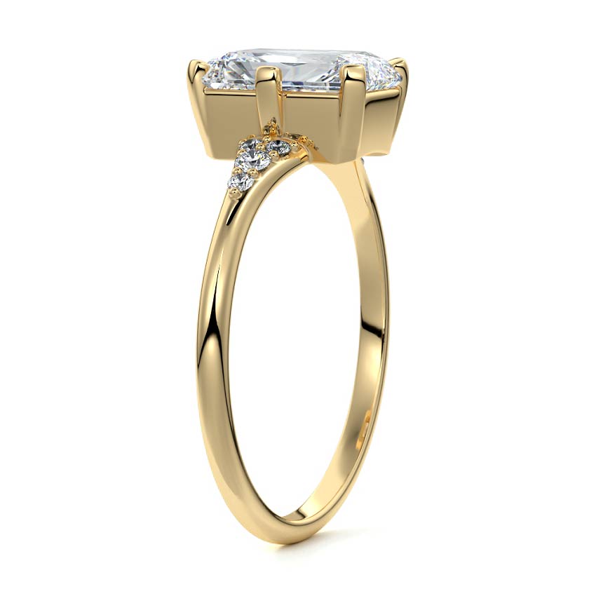 Nerina - Radiant Yellow Gold Engagement Ring Side View | Nura Lab