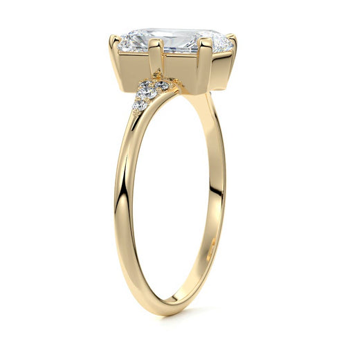 Nerina radiant side stone lab grown diamond engagement ring in yellow gold