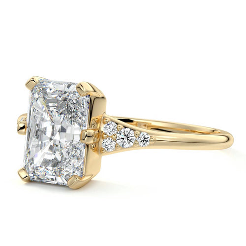 Nerina - Radiant Yellow Gold Engagement Ring Profile View | Nura Lab