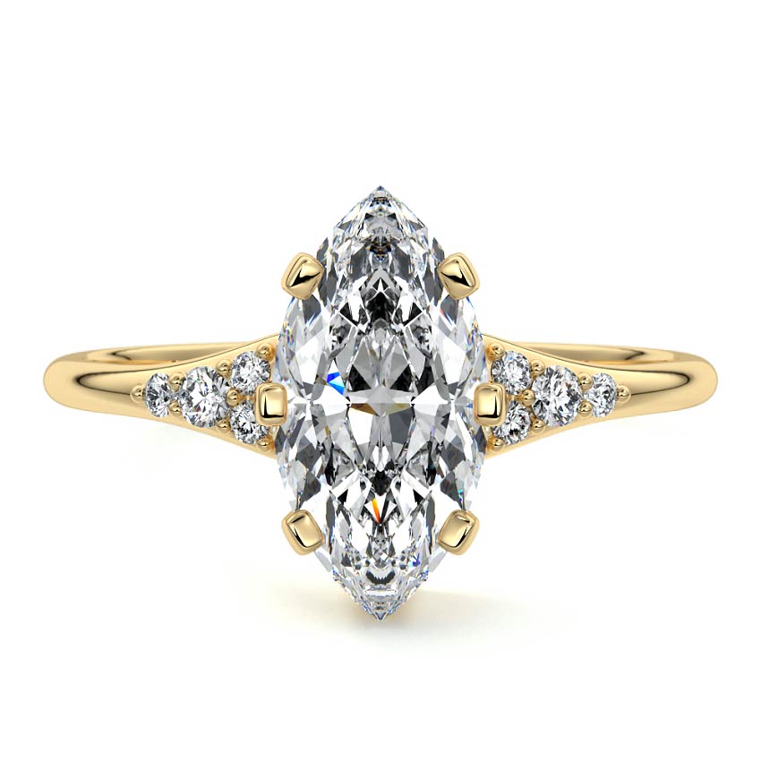 Nerina - Marquise Yellow Gold Lab Grown Diamond Engagement Ring | Nura Lab