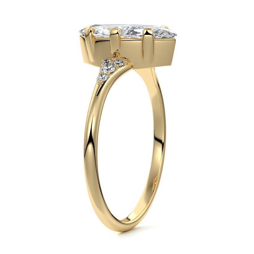 Nerina - Marquise Yellow Gold Engagement Ring Side View | Nura Lab