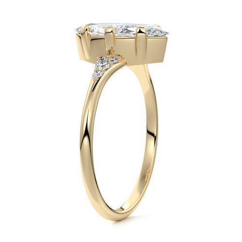 Nerina - Marquise Yellow Gold Engagement Ring Side View | Nura Lab