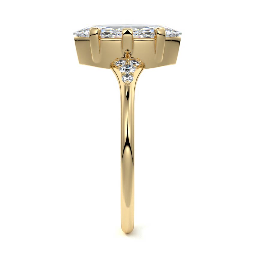 Nerina - Marquise Yellow Gold Engagement Ring Profile View | Nura Lab
