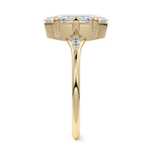 Nerina - Marquise Yellow Gold Engagement Ring Profile View | Nura Lab