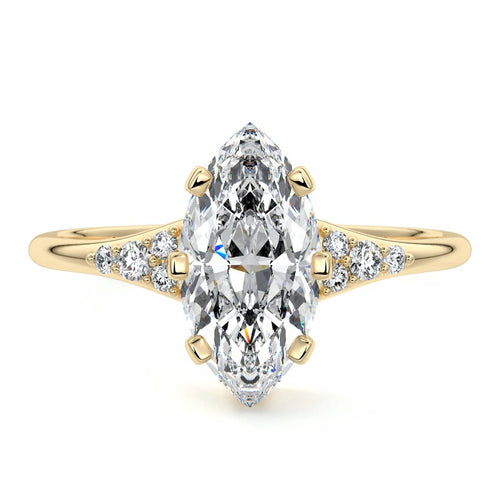 Nerina - Marquise Yellow Gold Engagement Ring Detail View | Nura Lab