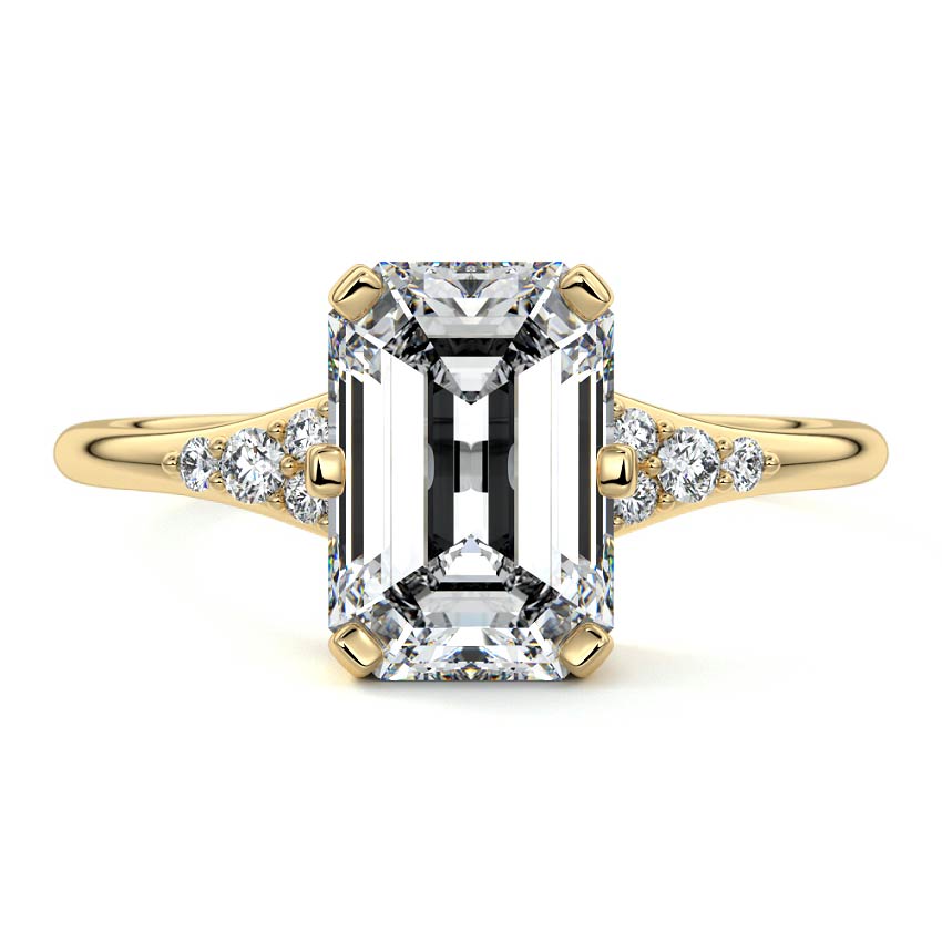 Nerina - Emerald Cut Yellow Gold Lab Grown Diamond Engagement Ring | Nura Lab