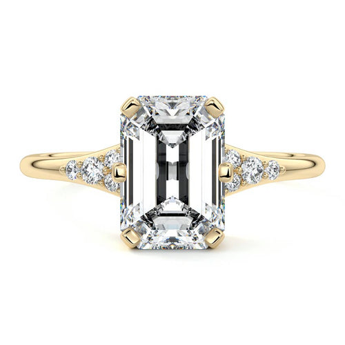 Nerina - Emerald Cut Yellow Gold Engagement Ring Detail View | Nura Lab