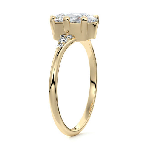 Nerina - Cushion Yellow Gold Engagement Ring Side View | Nura Lab