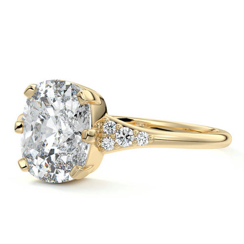 Nerina - Cushion Yellow Gold Engagement Ring Profile View | Nura Lab
