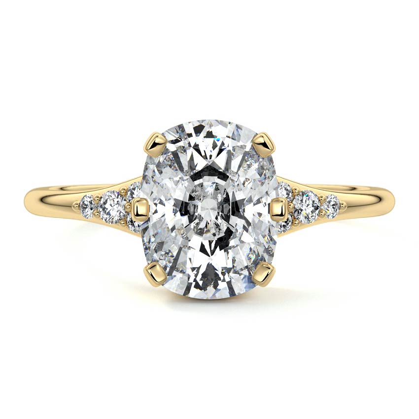 Nerina - Cushion Yellow Gold Engagement Ring Detail View | Nura Lab