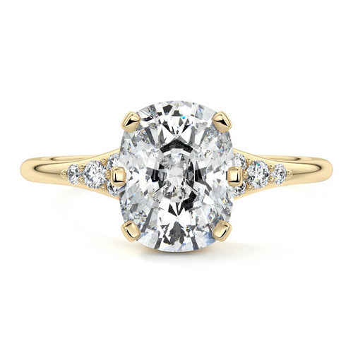 Nerina - Cushion Yellow Gold Engagement Ring Detail View | Nura Lab