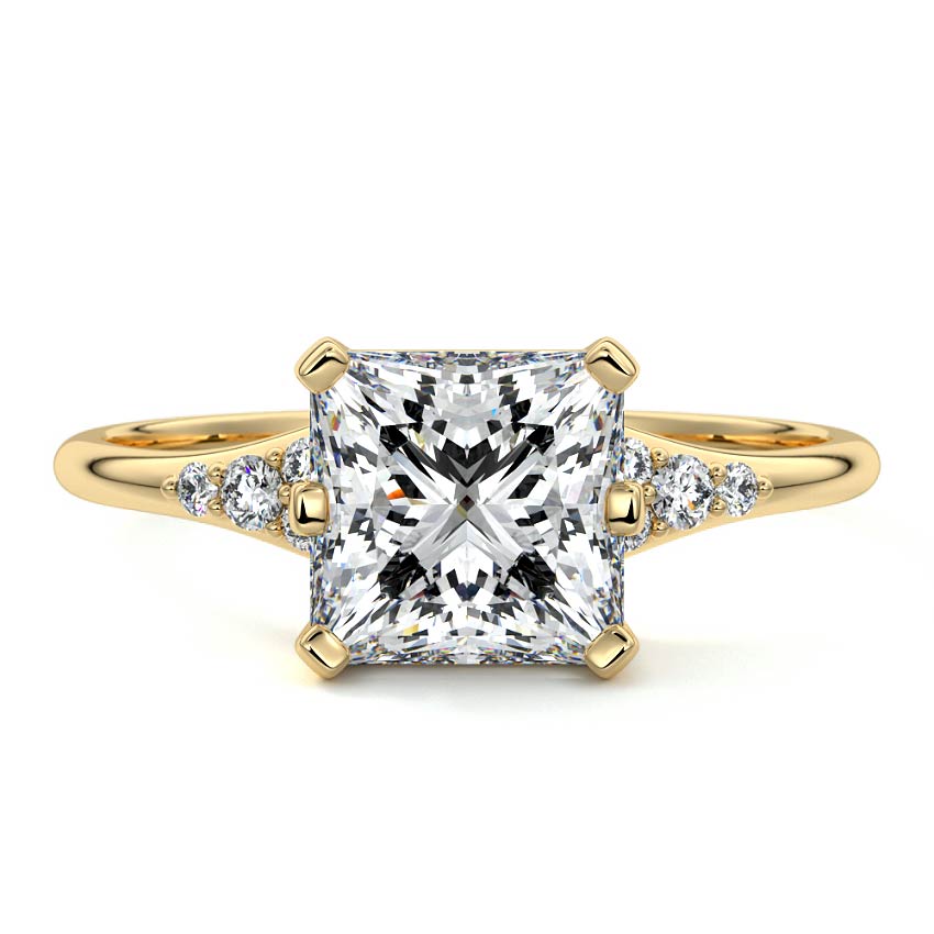 Nerina - Princess Yellow Gold Lab Grown Diamond Engagement Ring | Nura Lab