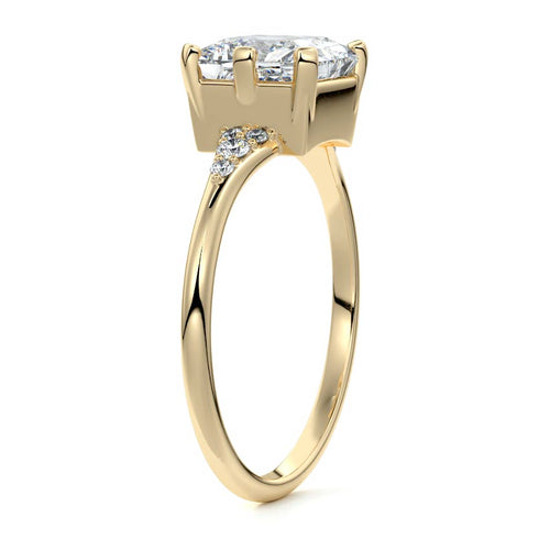 Nerina - Princess Yellow Gold Engagement Ring Side View | Nura Lab