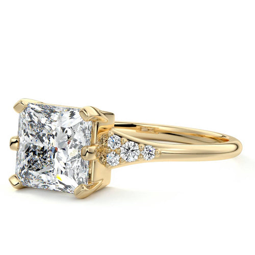 Nerina - Princess Yellow Gold Engagement Ring Profile View | Nura Lab