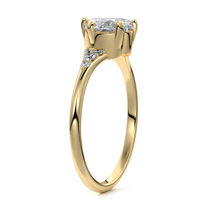 Nerina - Heart Yellow Gold Engagement Ring Side View | Nura Lab