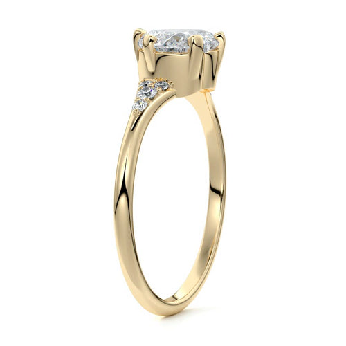 Nerina - Heart Yellow Gold Engagement Ring Side View | Nura Lab