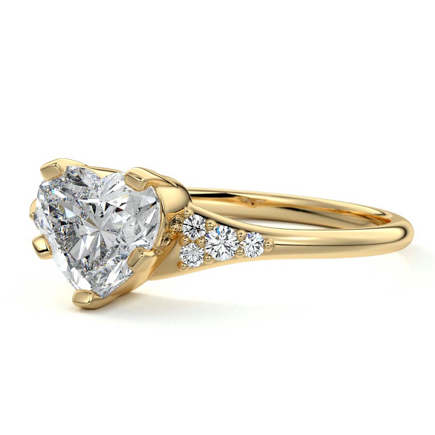 Nerina - Heart Yellow Gold Engagement Ring Profile View | Nura Lab