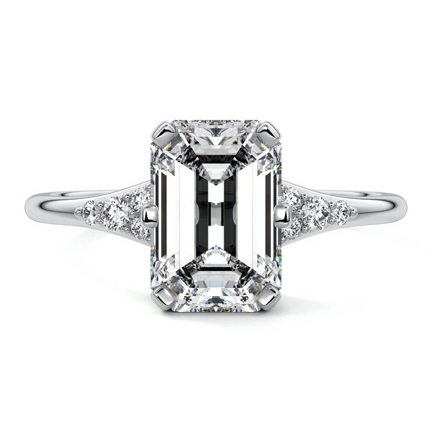 Nerina - Emerald Cut Platinum Lab Grown Diamond Engagement Ring | Nura Lab