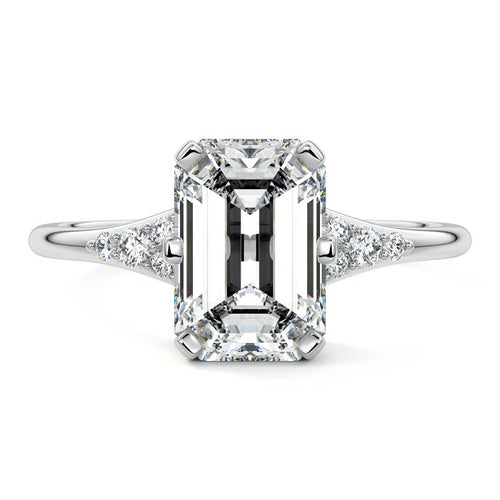 Nerina - Emerald Cut Platinum Lab Grown Diamond Engagement Ring | Nura Lab