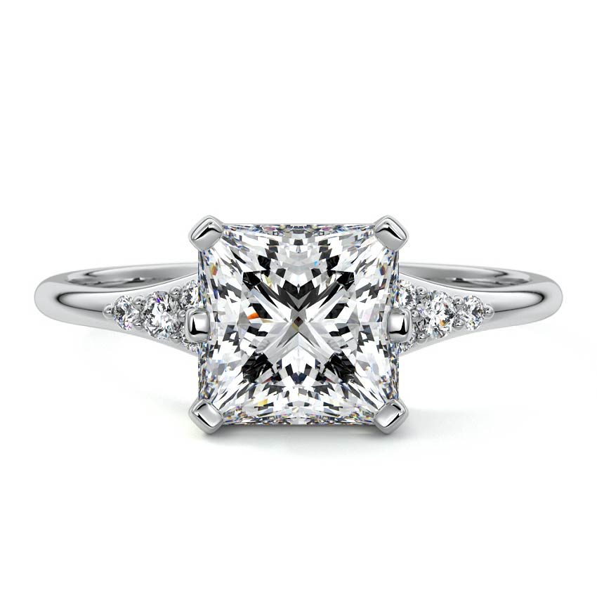 Nerina princess side stone lab grown diamond engagement ring in platinum