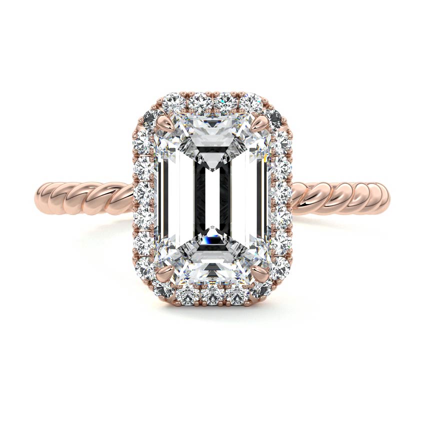 Noemi - Emerald Cut Rose Gold Lab Grown Diamond Engagement Ring | Nura Lab