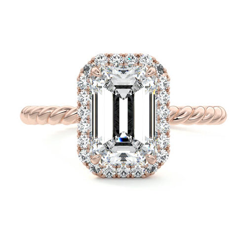 Noemi - Emerald Cut Rose Gold Lab Grown Diamond Engagement Ring | Nura Lab