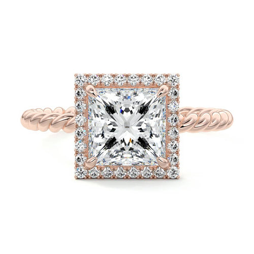 Noemi - Princess Rose Gold Lab Grown Diamond Engagement Ring | Nura Lab