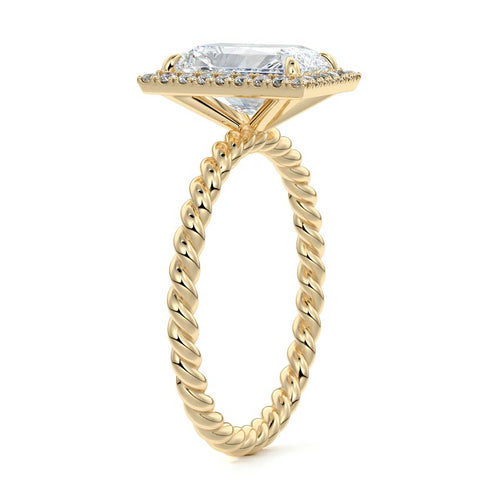 Noemi - Radiant Yellow Gold Engagement Ring Side View | Nura Lab
