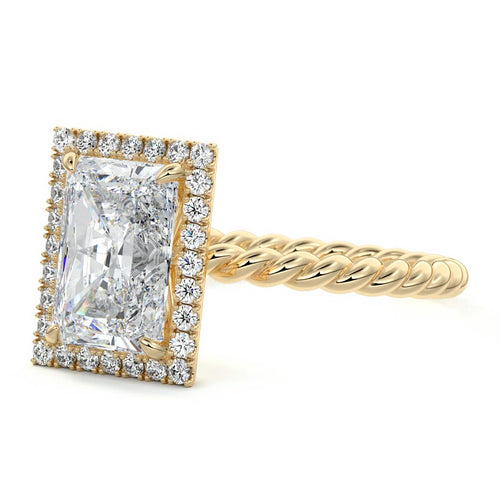 Noemi - Radiant Yellow Gold Engagement Ring Profile View | Nura Lab