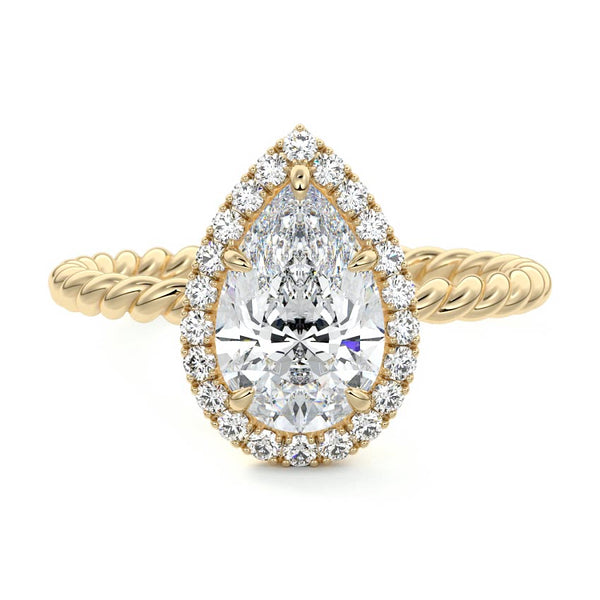 Noemi - Pear Twisted Halo Lab Grown Diamond Engagement Ring