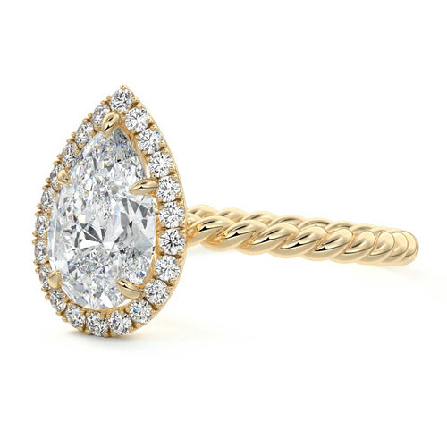 Noemi - Pear Yellow Gold Engagement Ring Profile View | Nura Lab